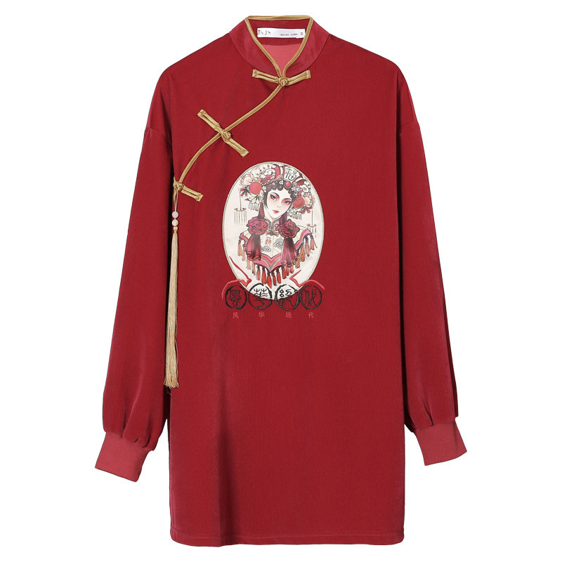 少女过年中国风复古女装改良版国潮连衣裙