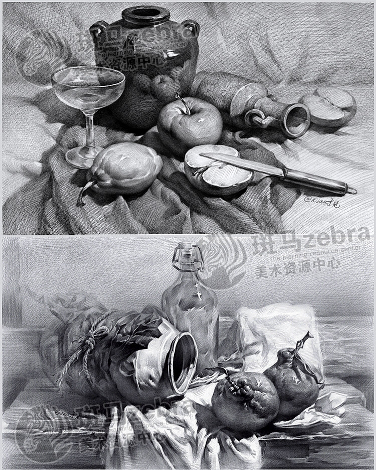 素描静物组合临摹参考范画图片考试美术赏析设计素材