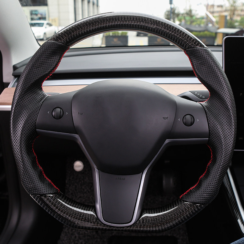 改装适用于21款特斯拉model3专用原厂方向盘modely碳纤维方向盘