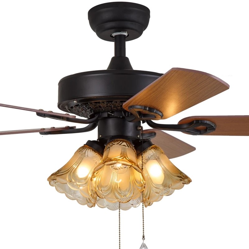 风扇美式乡村吊扇餐厅简约复古吊灯客厅欧式吊扇