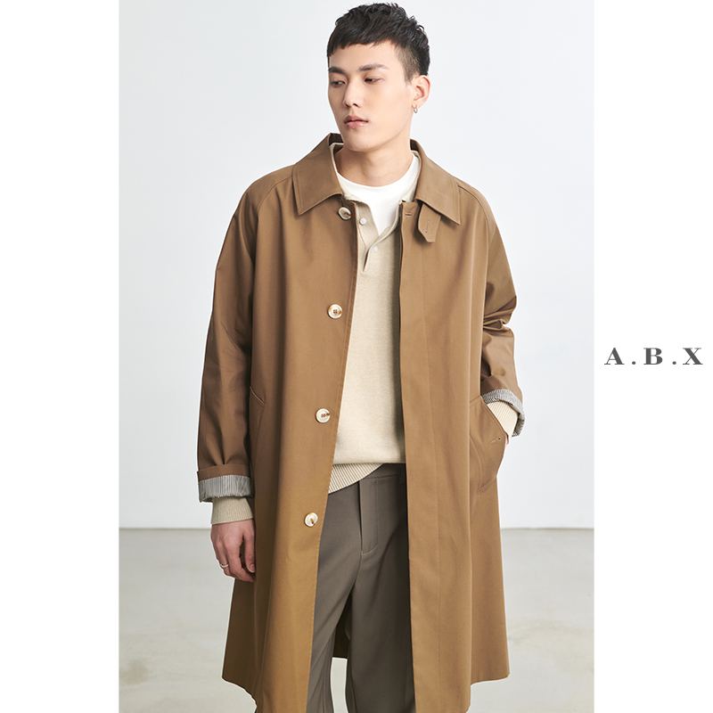 2022春季巴尔马肯风衣男中长款夹棉韩版潮流男士春秋休闲春装外套