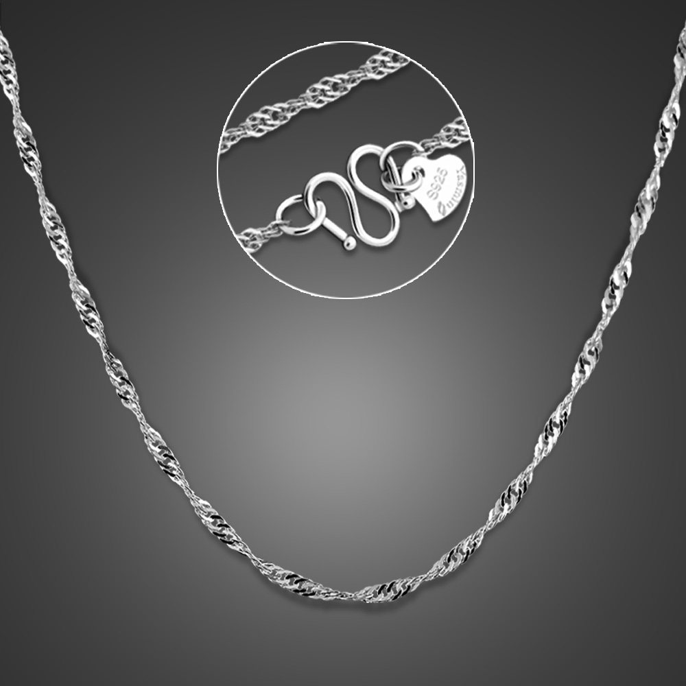 s925纯银项链女银链子吊坠配链银锁锁骨水波项链