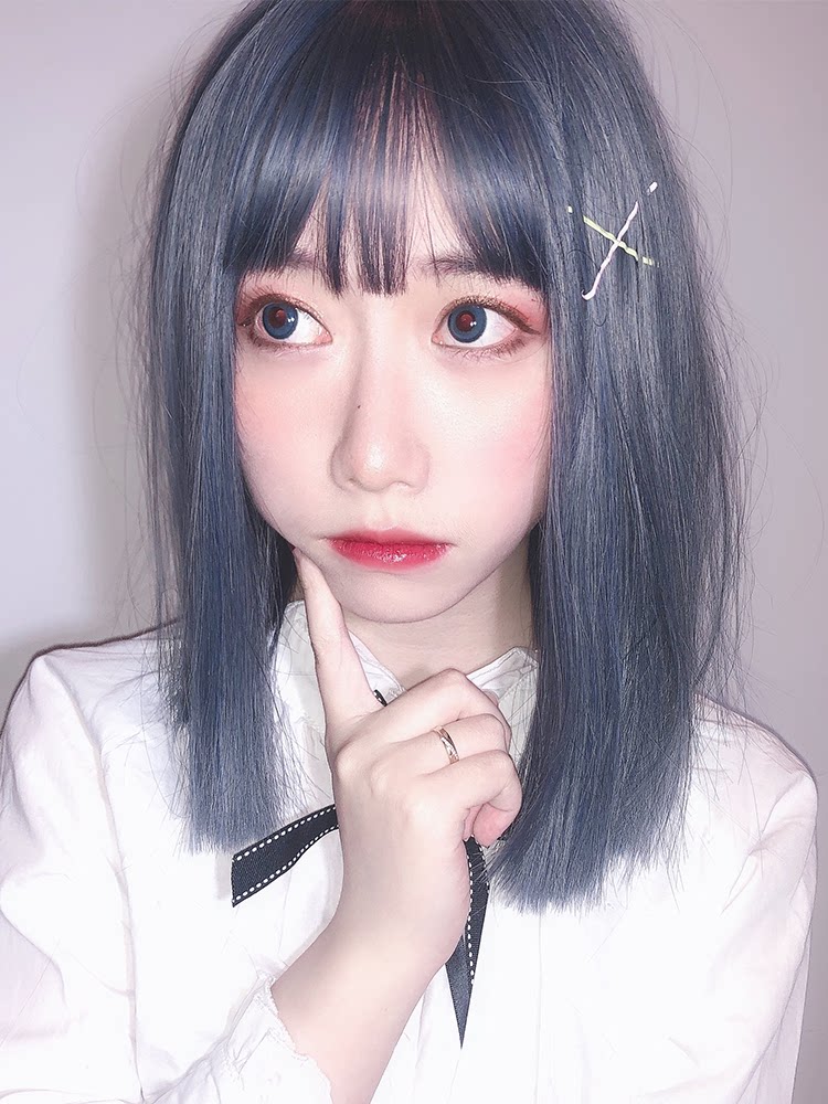 假发女短发网红日少女蓝色假毛lolita洛丽塔lo整顶假发