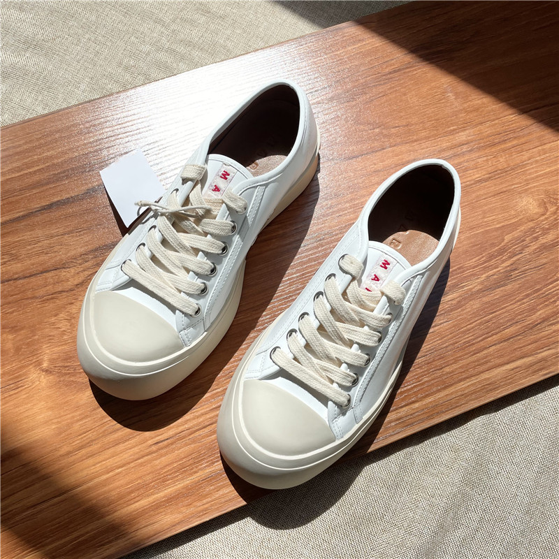 外贸原单青年百搭休闲板鞋大头纯色圆头系带休闲板鞋