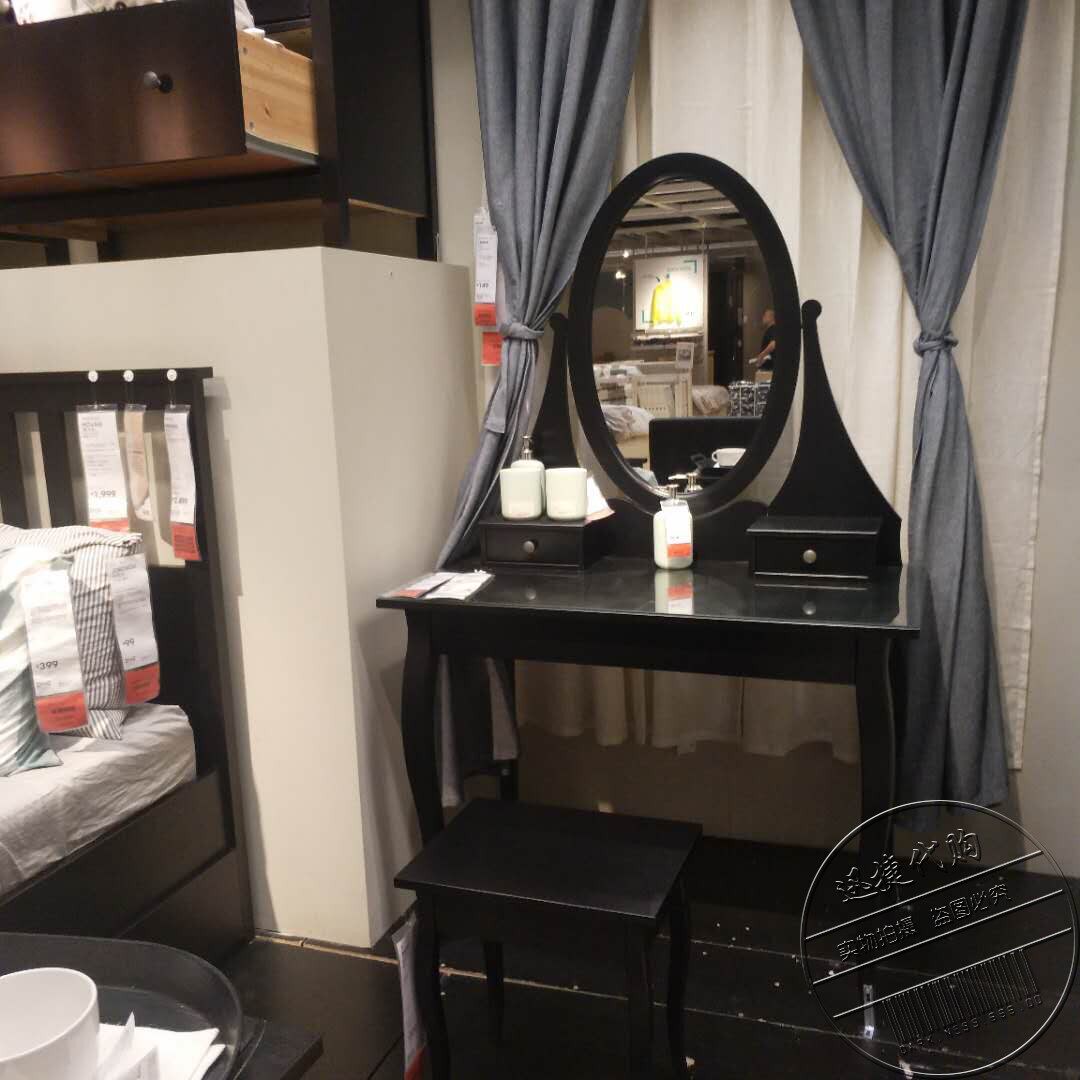 宜家国内代购汉尼si带镜梳妆台卧室镜子化妆台梳妆台