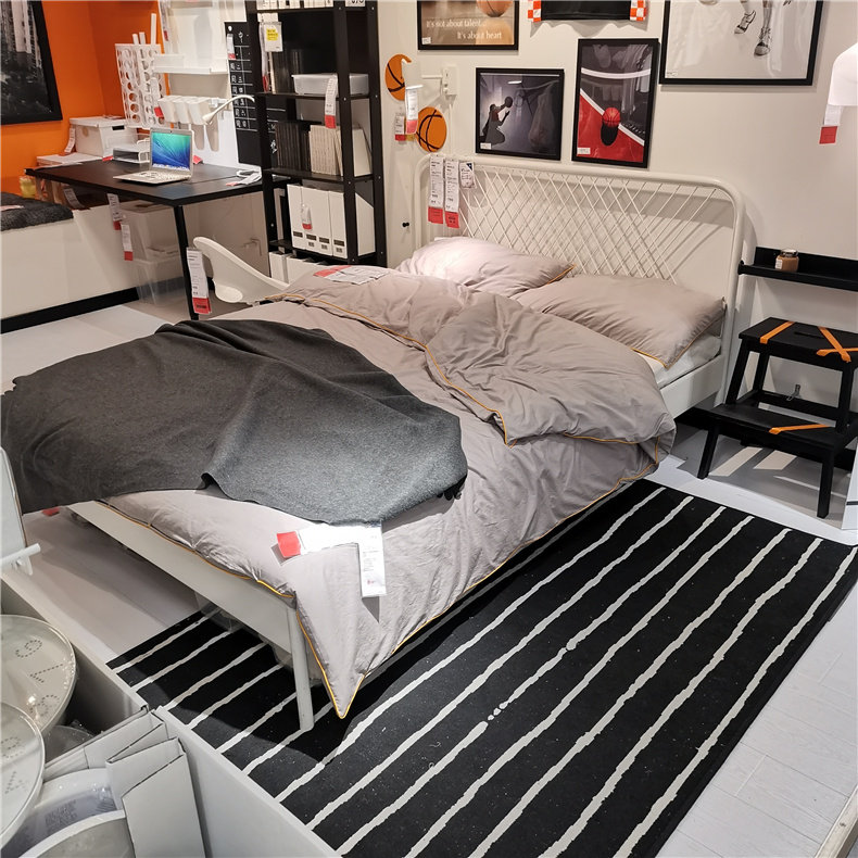 宜家正品国内代购 奈斯顿 白色 铁艺床卧室/双人床北欧简约风格