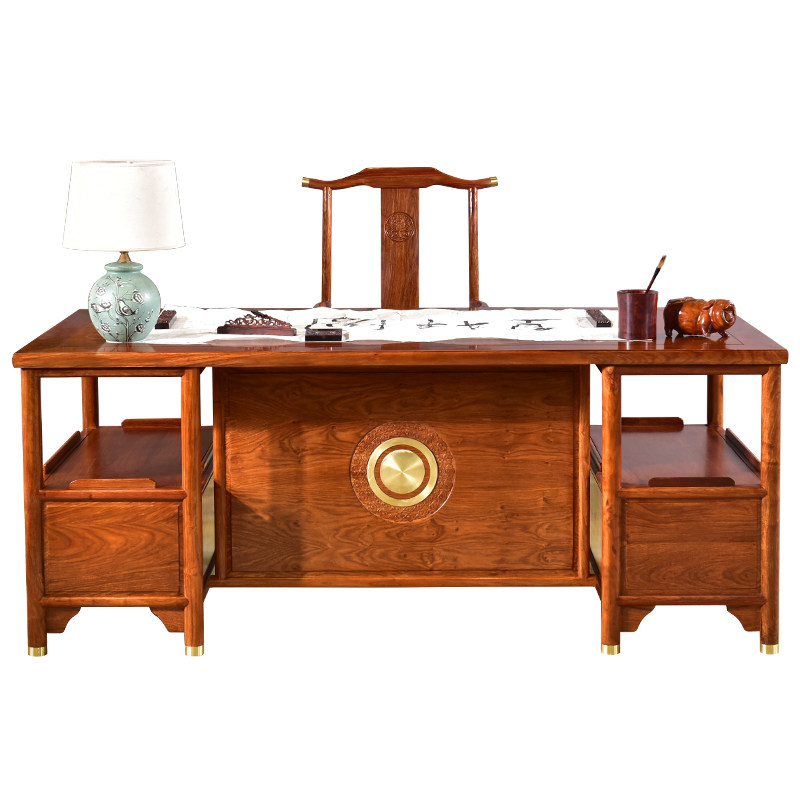 红木家具刺猬紫檀办公办公桌桌椅组合合新中式花梨书桌