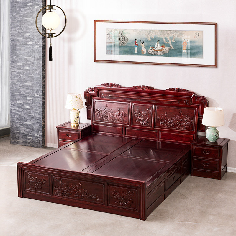 红木家具18米大床实木花梨古典中式刺猬新中式卧室实木床