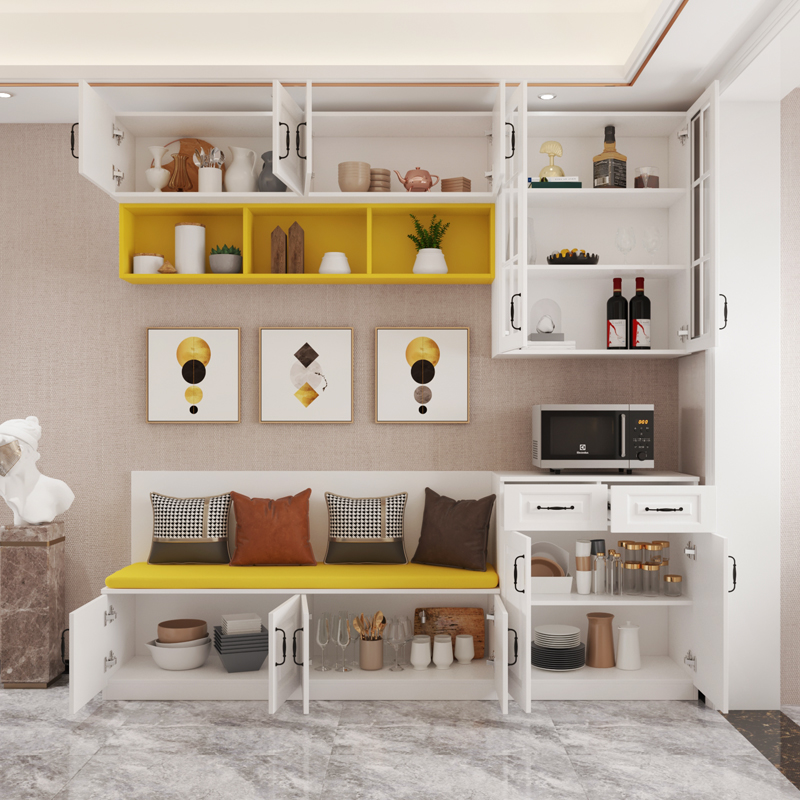 卡座餐边柜一体靠墙家用酒柜餐厅餐椅组合储物餐边柜