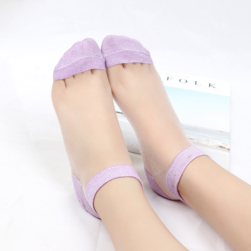 丝袜5双亮丝银葱女透水晶短袜浅口短筒袜子船袜