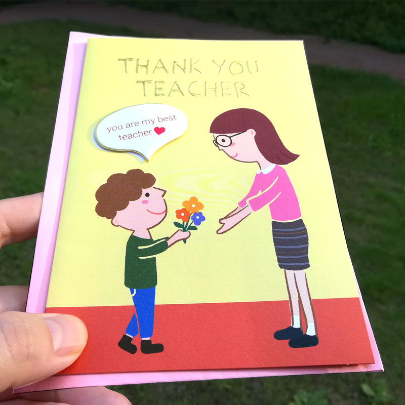 台湾学生开学感谢老师英语祝福祝福卡卡片卡通贺卡