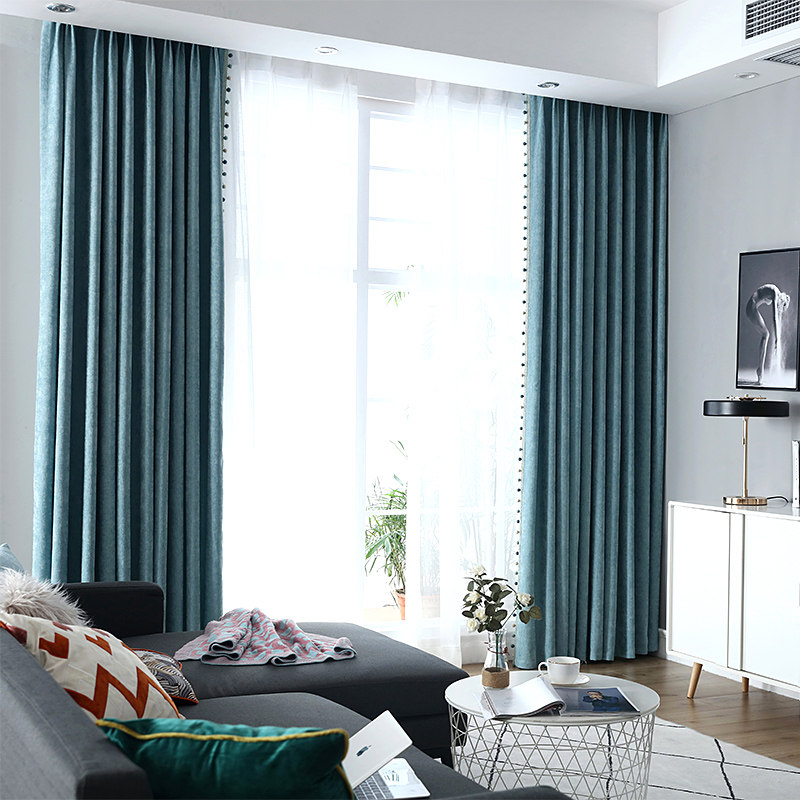 轻奢北欧欧风定制蒂芙蒂芙尼尼蓝卧室飘窗阳台定制窗帘