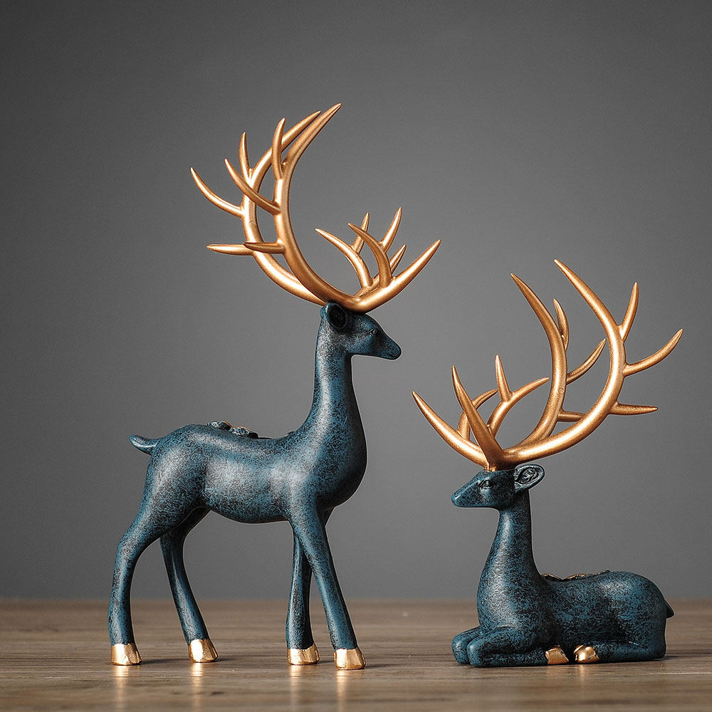 招财财鹿福字摆件客厅酒柜柜架装饰家居创意电视柜摆件