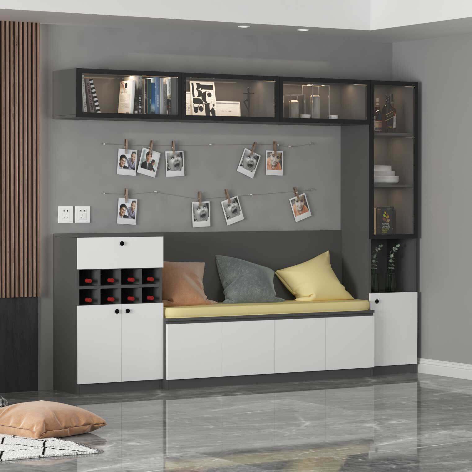 卡座餐边柜酒柜一体靠墙组合家用小户户型带灯餐边柜