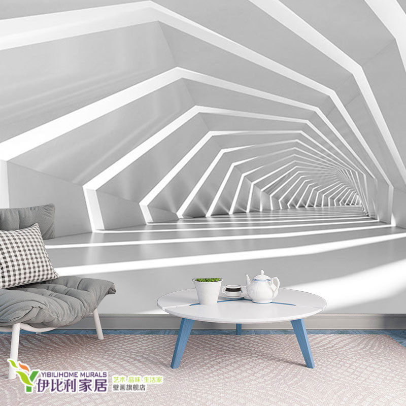 3d立体视觉空间延伸壁纸办公室前台网吧背景背景墙