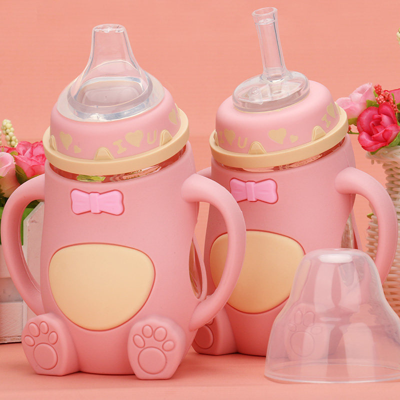 奶瓶儿童玻璃鸭嘴式大断奶防摔23岁新生婴儿奶瓶