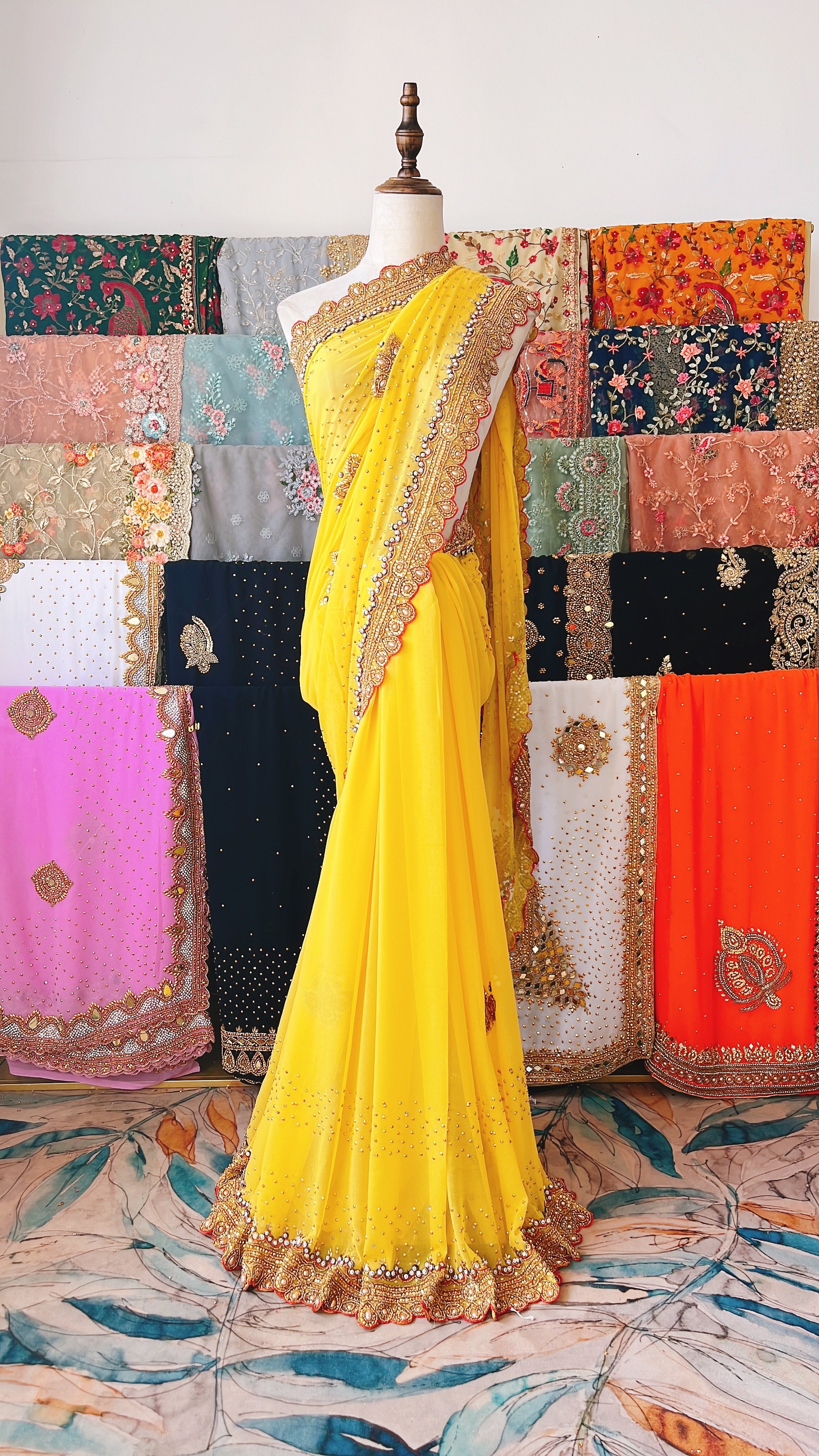 清仓印度进口重工钉珠纱丽服饰斯里兰卡6米大纱礼服