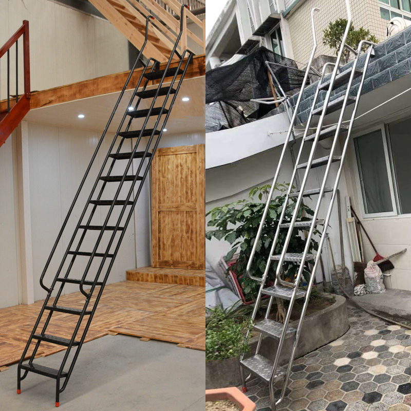 不锈钢家用直梯室外扶手工业登高加厚加固户外家用梯