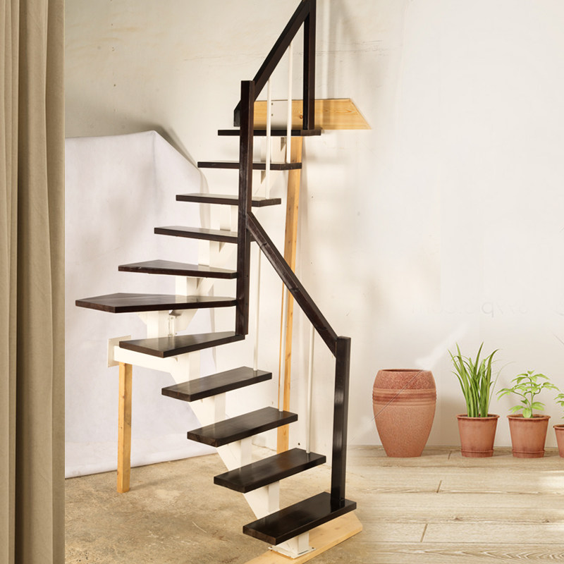 楼梯室内钢木简欧欧风镂空复式阁楼家用加厚家用梯
