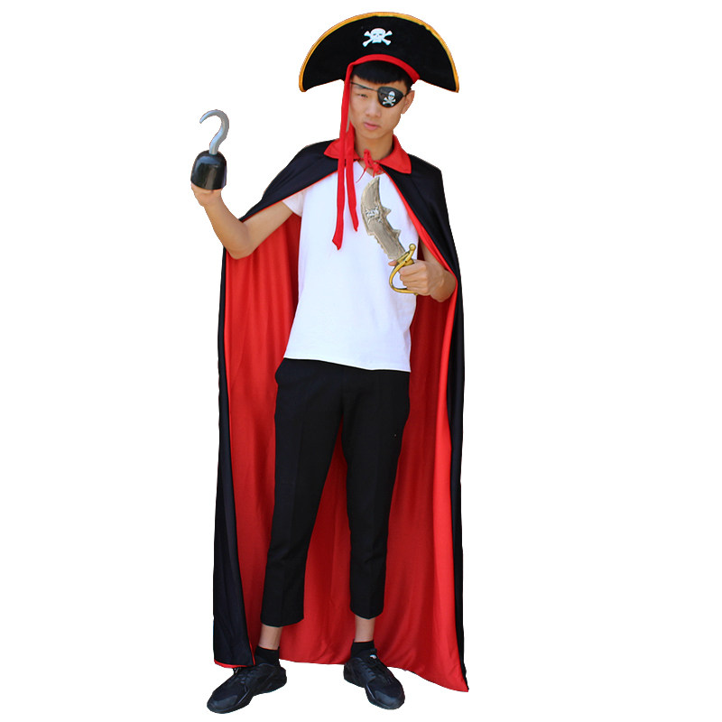儿童节海盗服装cosplay加勒比杰克船长道具成人红黑披风斗篷衣服