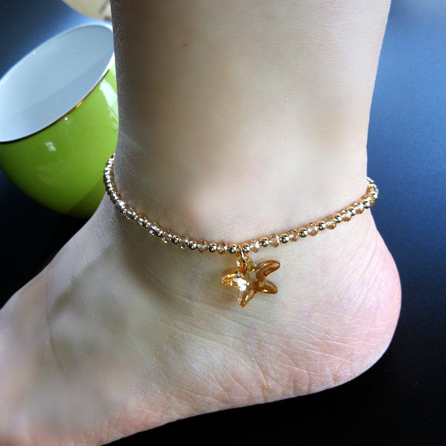 小海海星脚环脚奥地利水晶脚链女脚日韩学生配饰脚链
