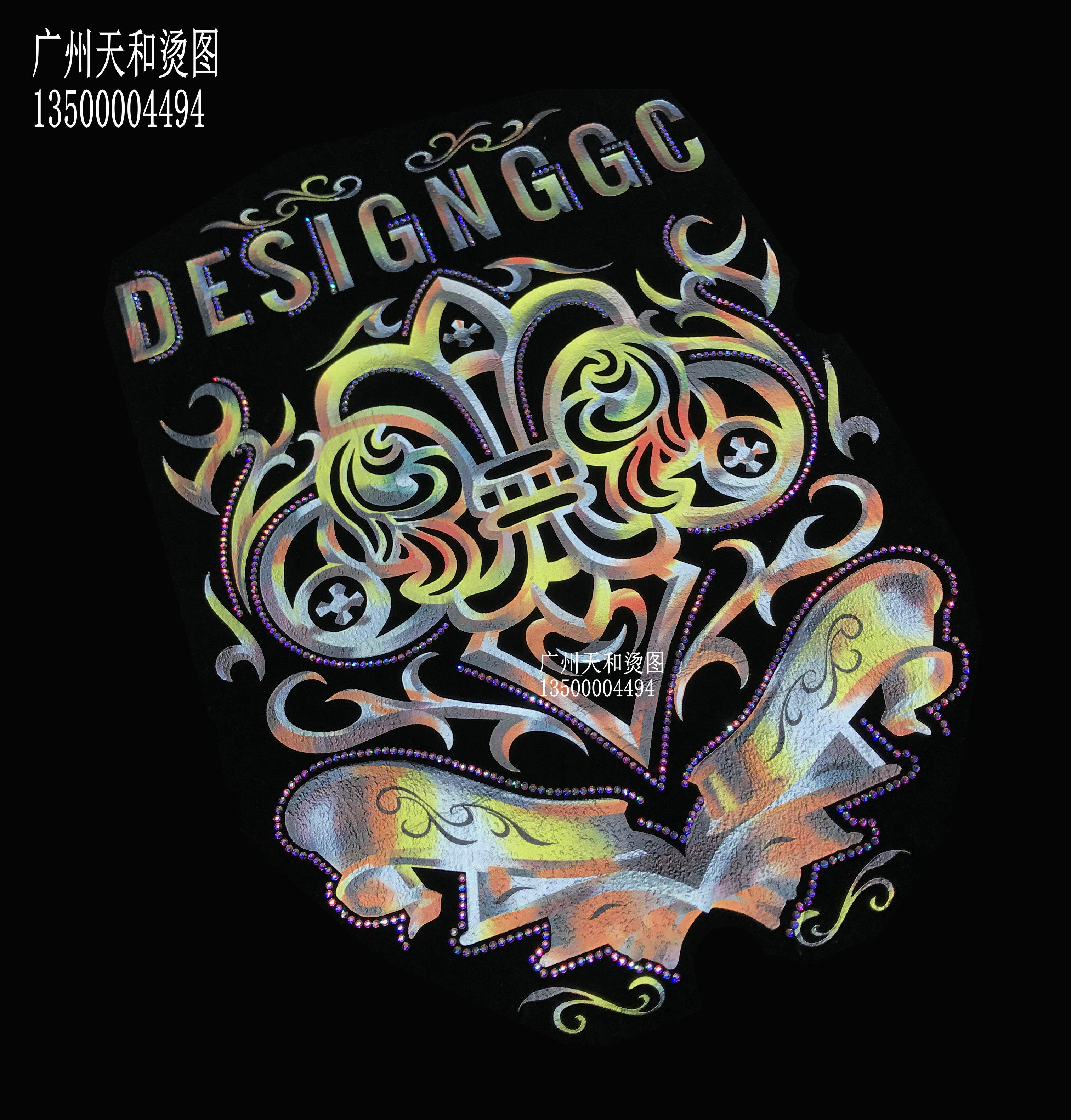 快手网红爆款精神小伙英文字母奥钻镭射烫图烫画