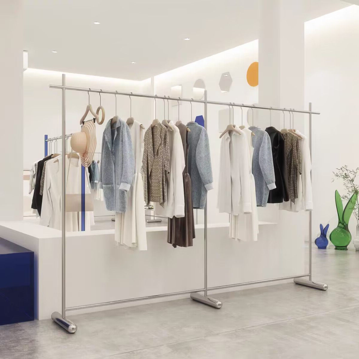 服装展示架不锈钢落地式挂衣架
