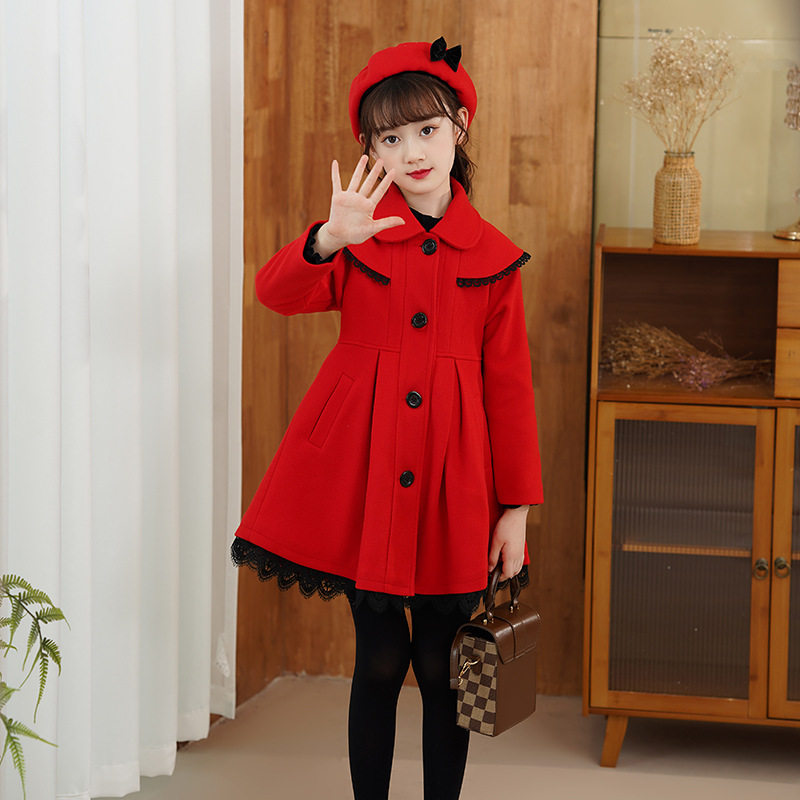 女童秋冬冬装外套2022新款洋气儿童毛呢风衣呢大衣