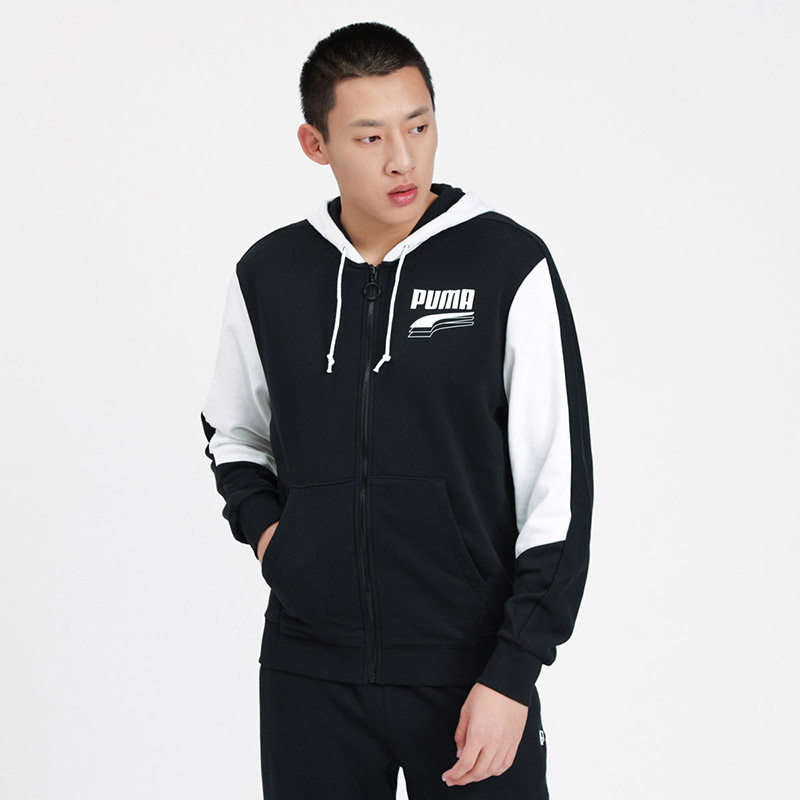 puma彪马男装2021春季新款连帽休闲训练运动服运动茄克