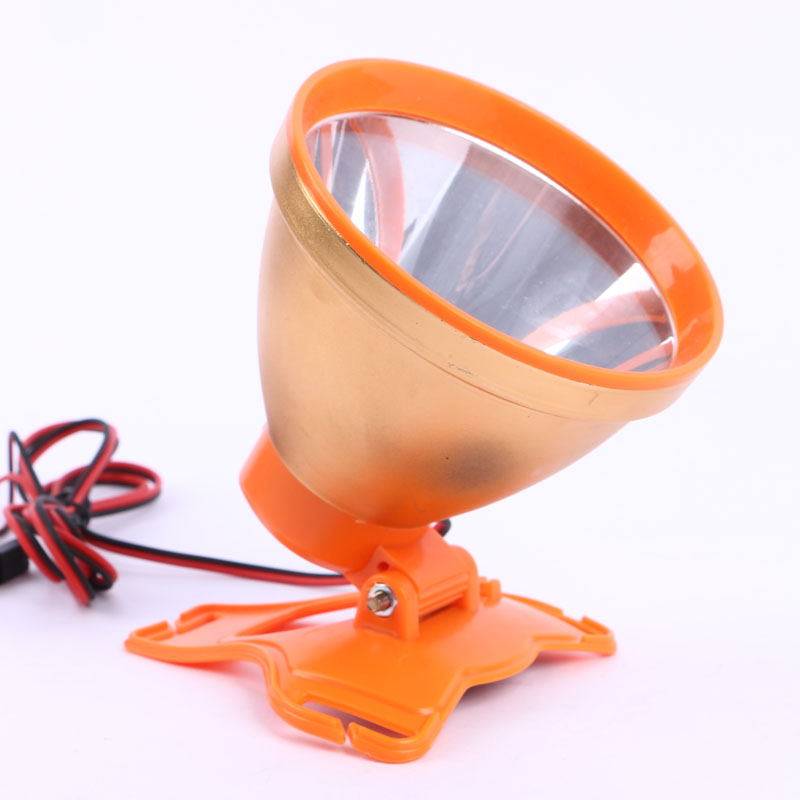 12v夹电瓶头灯60w大光圈 黄光白光led强光大光斑 散光夹接电灯头