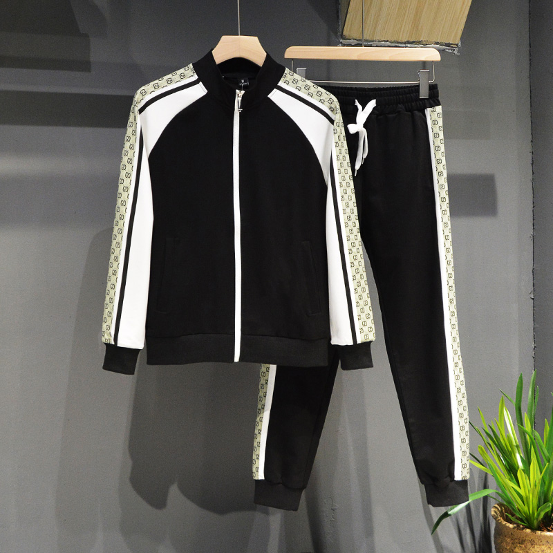 休闲套装男韩版潮流服装2022春季新款男装帅气时尚搭配衣服两件套