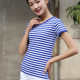 Summer sea soul shirt short-sleeved t-shirt women's blue and white stripes pure cotton round neck slim fit couple models parent-child half sleeves Summer sea soul shirt short-sleeved t-shirt women's blue and white stripes pure cotton round neck slim fit couple models parent-child half sleeves