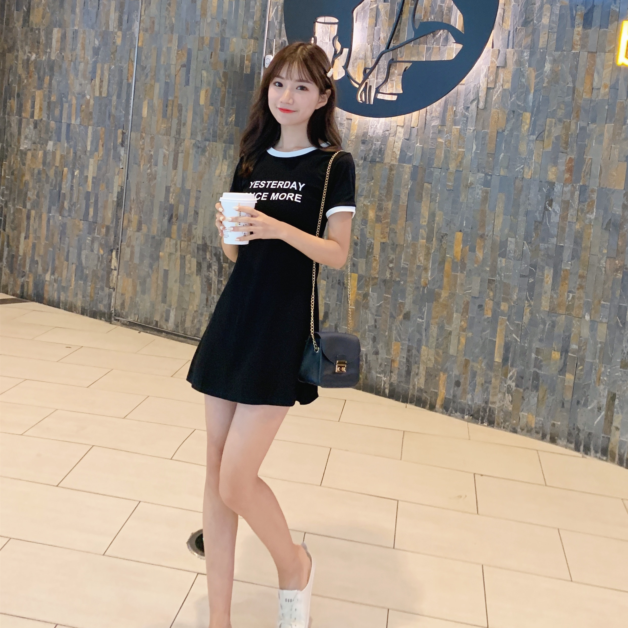 145cm搭配显高小个子短款高腰连衣裙150cm矮个子穿搭连衣裙