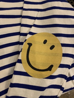 kapital 平田和宏 圆领 套头 手臂笑脸印花 条纹纯棉 长袖t 现货