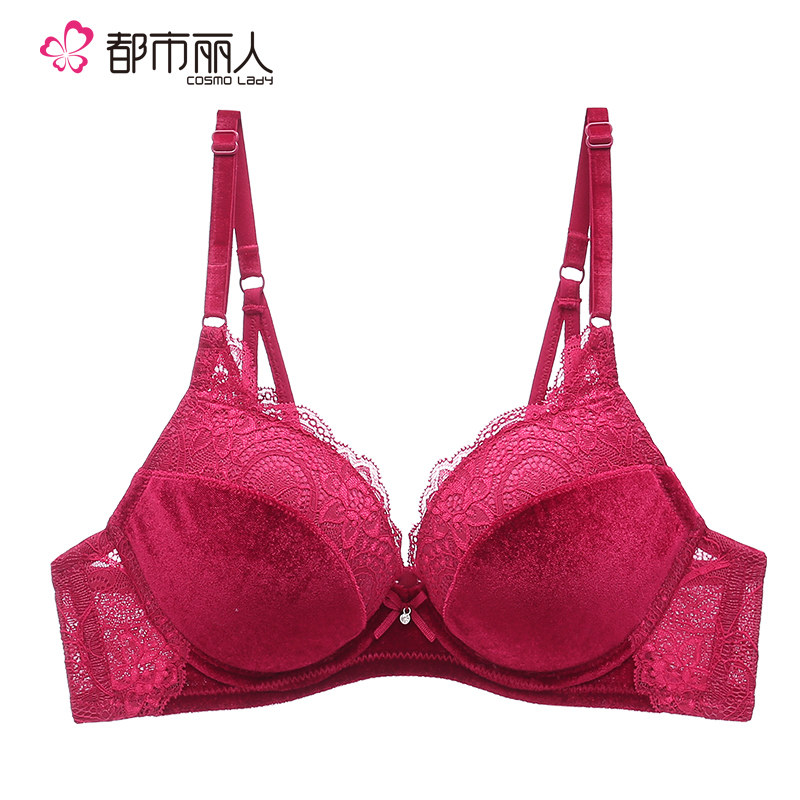 都市丽人内衣女美背精致蕾丝光面天鹅绒性感女士内衣2b8116m
