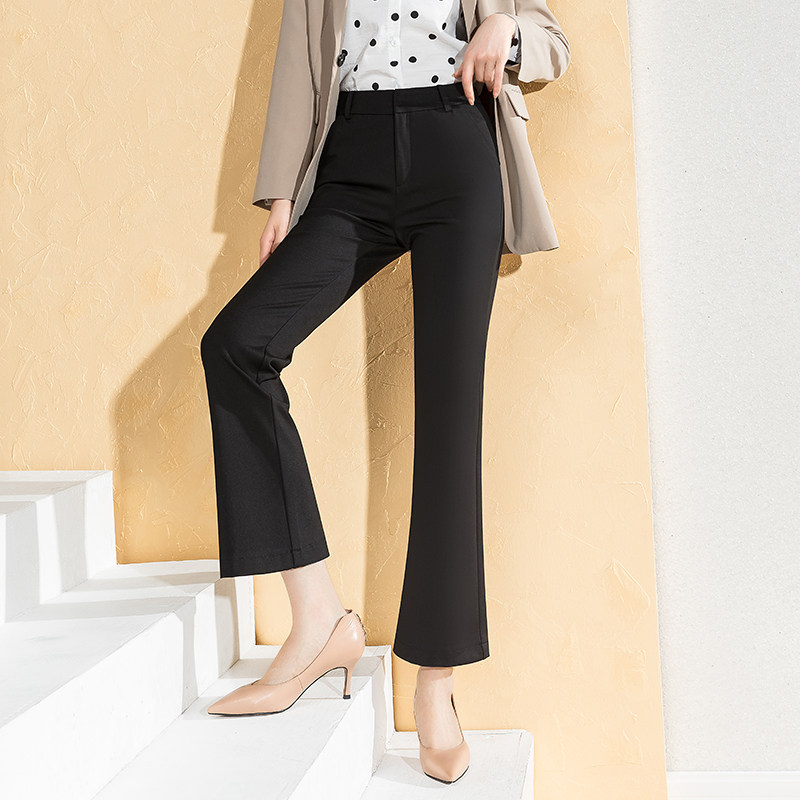 九分喇叭裤女高高腰微喇女裤弹力春秋2021新款休闲裤