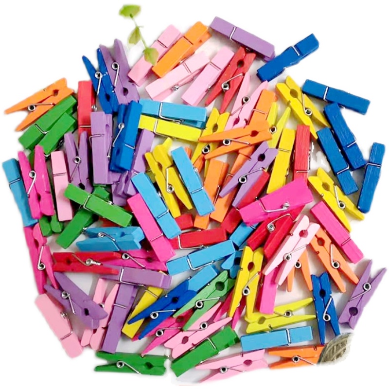 彩色照片夹木夹子照片装饰麻绳相片木质悬挂绳子便条夹