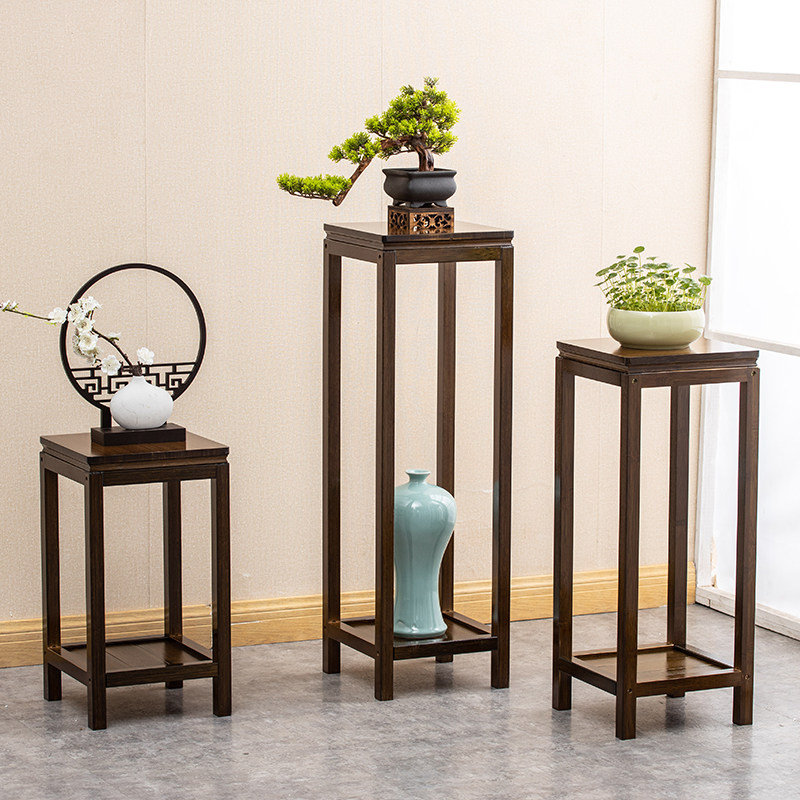 新中式仿古置物盆架花盆盆景落地式客厅室内茶室花架