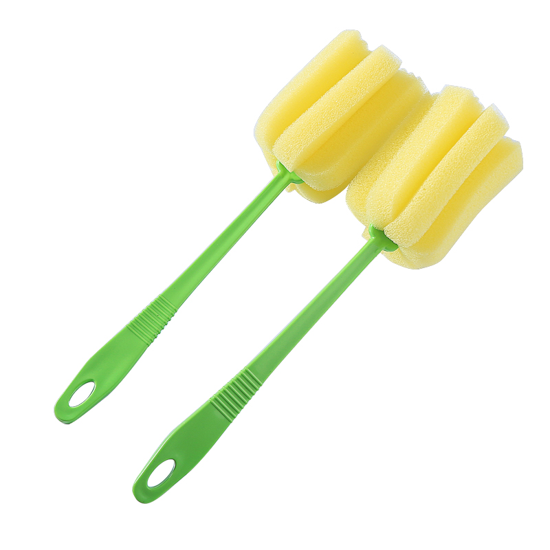 家用厨房海绵刷玻璃杯清洁刷长柄刷长瓶茶杯刷子洗杯刷旋转奶瓶刷