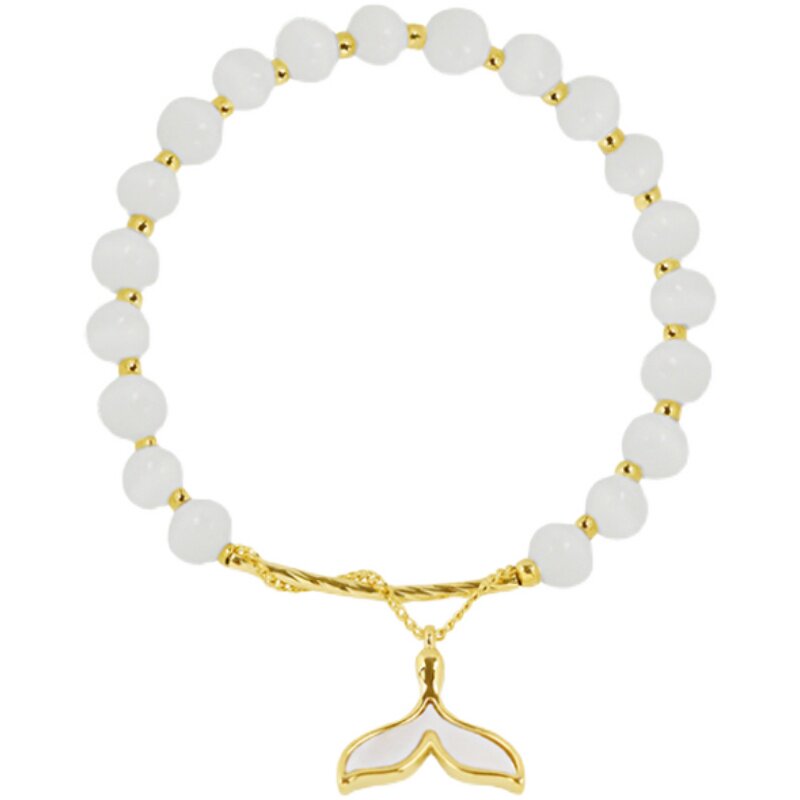 猫眼石鱼尾贝母手链ins小众设计闺蜜学生简约手链