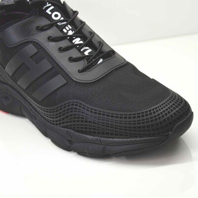 佰纳男鞋跑鞋运动鞋休闲鞋透气减震轻便耐磨黑色鞋男单鞋