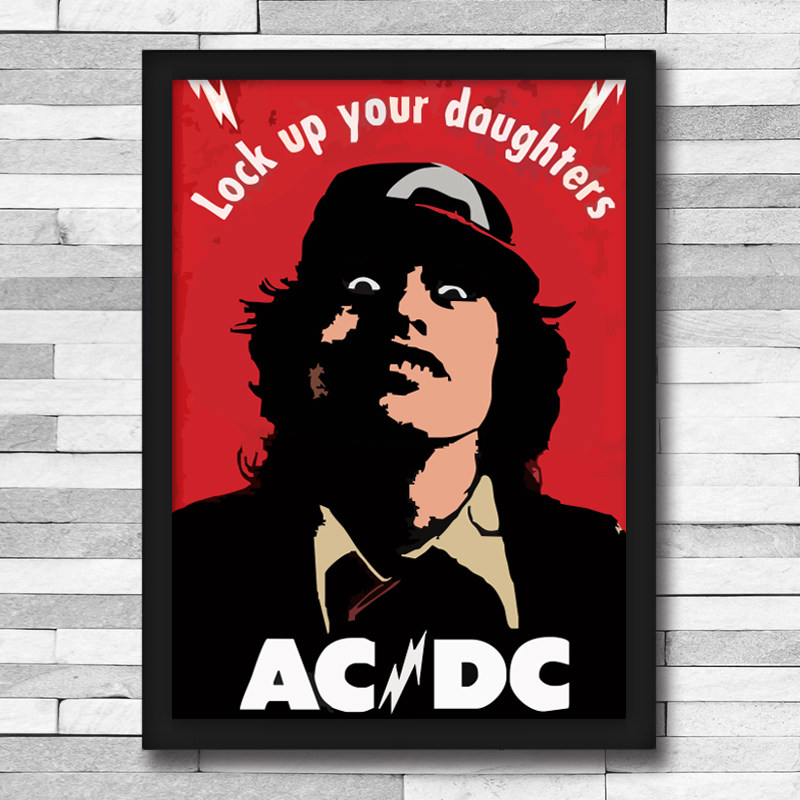 acdc乐队海报摇滚带框装饰画酒吧音乐琴行现代装饰画