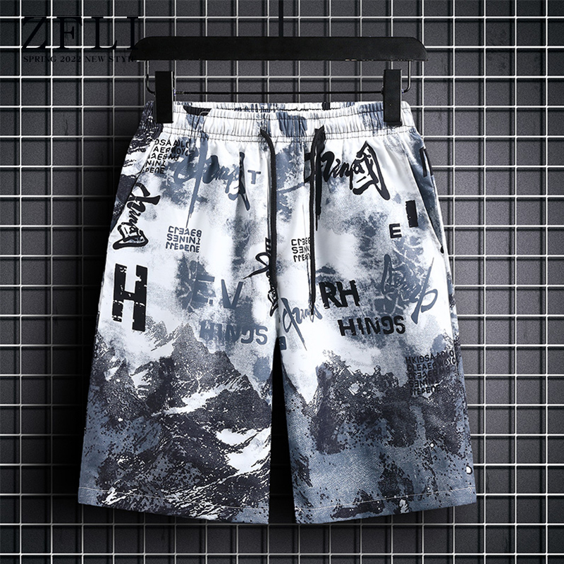 国潮短裤男夏季渐变迷彩沙滩裤五分休闲裤男生男款运动大裤衩男士