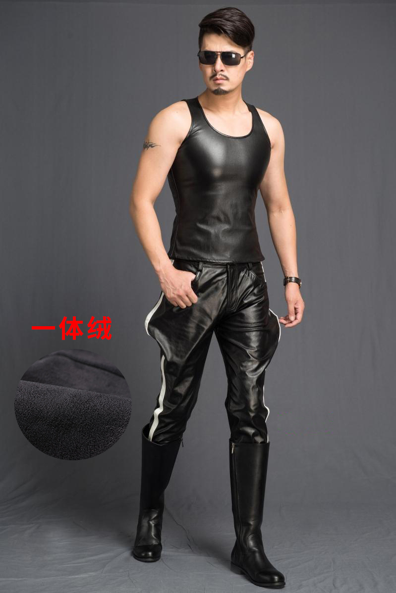 皮裤男加摩托车可加加厚机车防风真皮骑行保暖皮裤