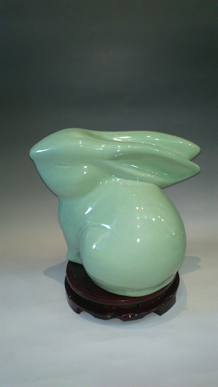 摆件景德镇陶瓷雕塑刘远长工艺品十二生肖青瓷兔子家居饰品摆件