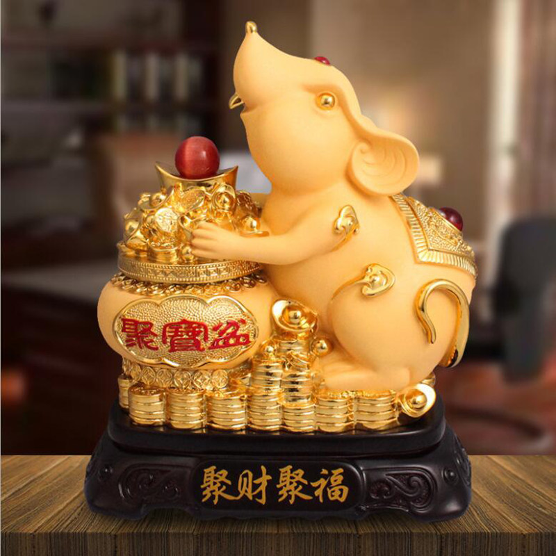 摆件鼠年吉祥物招财金鼠开门红贺岁礼品客厅桌面摆件