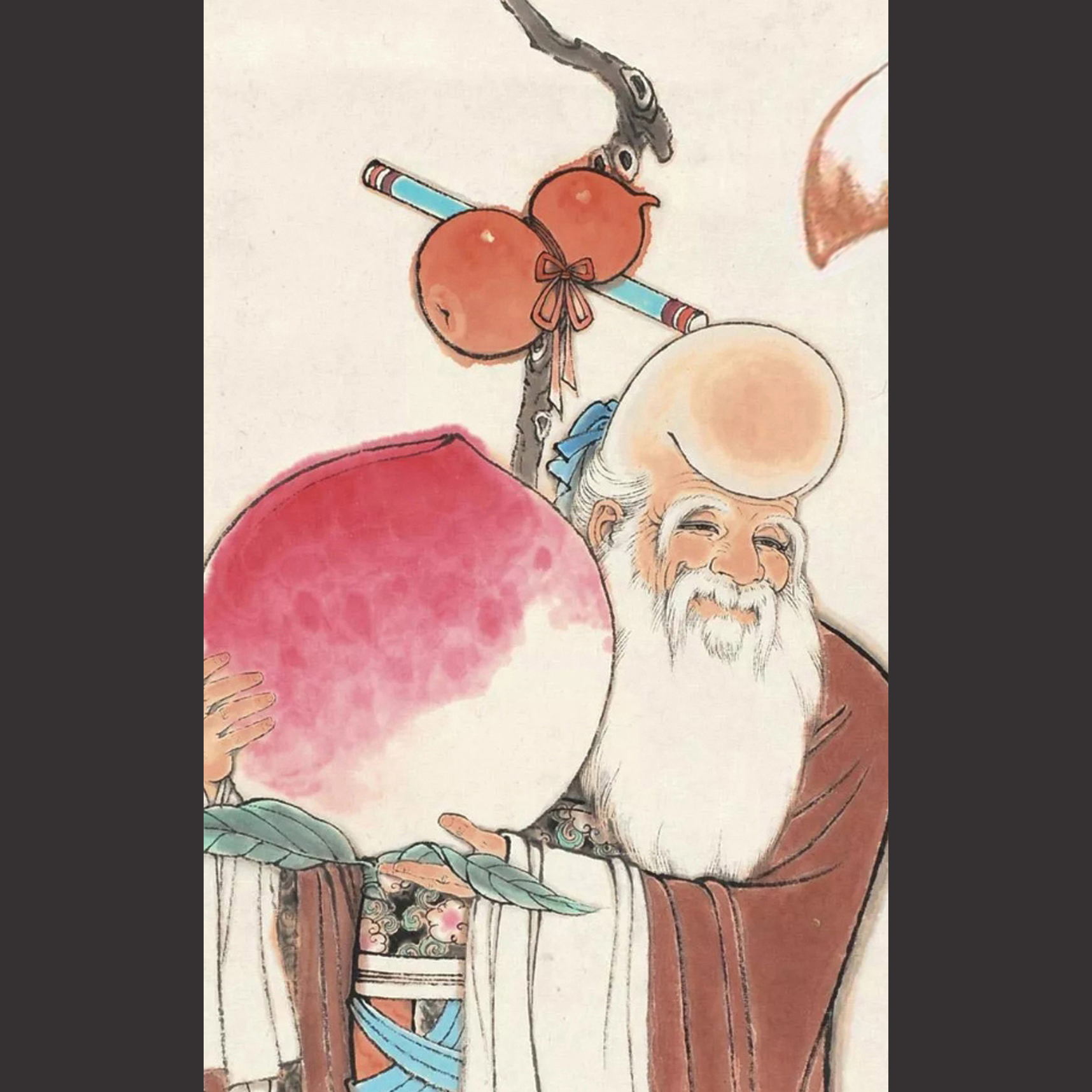 祝寿竖幅真迹宏正孙宏正名家四尺手绘国画寿星国画