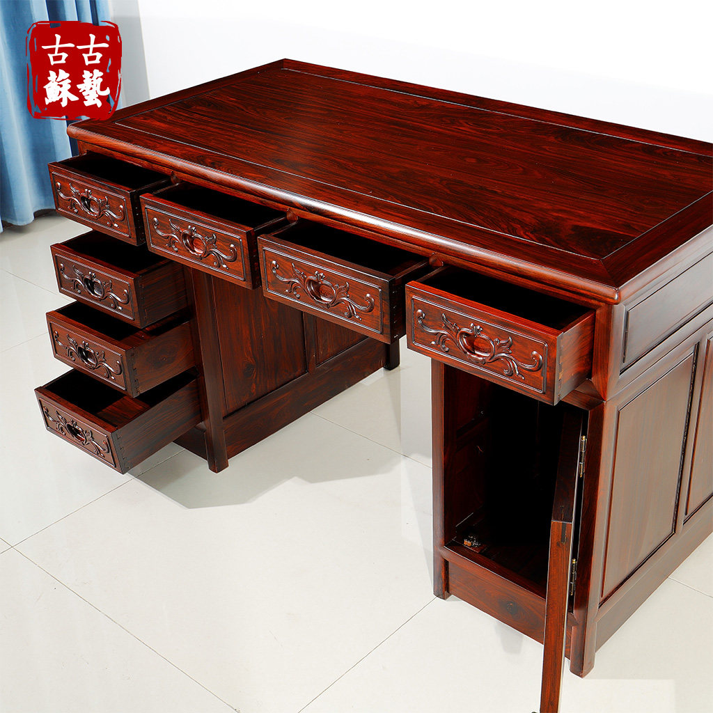 非洲酸枝书桌家用书房实木写字台中式红木电脑桌书桌