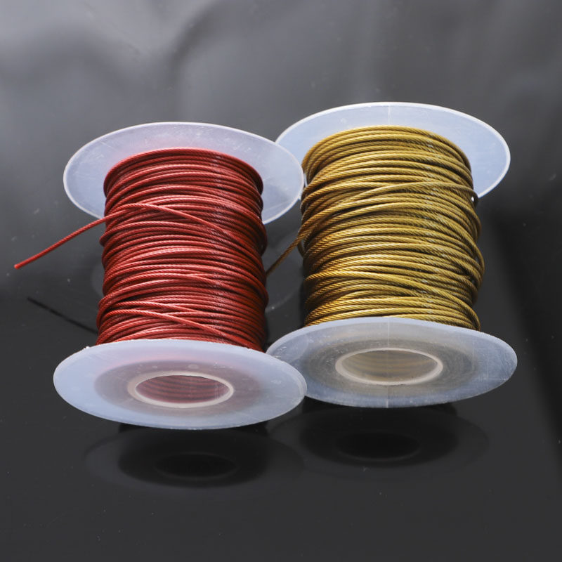 不锈钢包胶彩色钢丝绳海钓钢丝丝线diy首饰金色钢丝绳