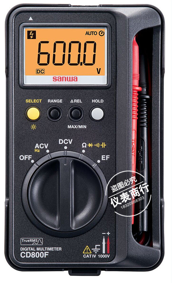 sanwa三和cd800f防摔宽屏数字万用表有效值电工数显万用表